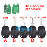 For Renault ID46 chip PCF7947A with ASK 434mhz 3 button remote key
