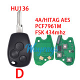 For Renault 4A /HITAG AES chip PCF7961M with FSK 434mhz 3 button remote key