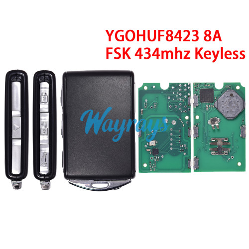 For Volvo YGOHUF8423 8A chip with FSK 434mhz keyless 4 button remote key,black color