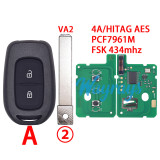 For Renault 4A/HITAG AES chip PCF7961M with FSK 434mhz 2/3 button remote key