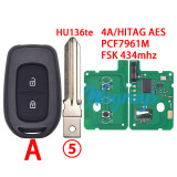 For Renault 4A/HITAG AES chip PCF7961M with FSK 434mhz 2/3 button remote key