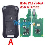 For Porsche ID46 chip PCF7946A with ASK 434mhz 2/3 button remote key