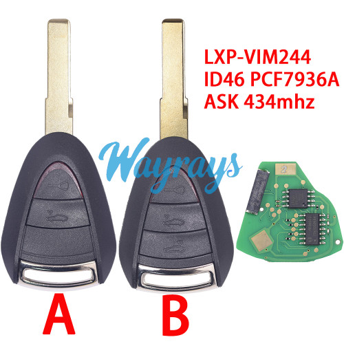 For Porsche LXP-VIM244 ID46 chip PCF7936A with ASK 434mhz 2/3 button remote key