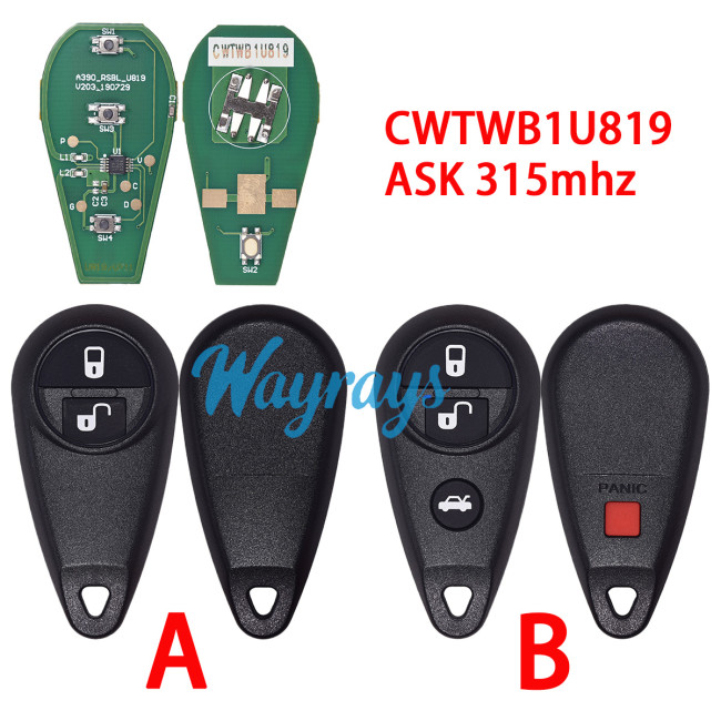 For Subaru CWTWB1U819 ASK 315mhz 2+1/3+1 button remote key