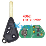 For Subaru 4D62 chip with FSK 315mhz 3 button remote key