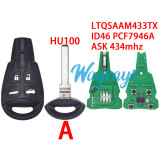 For SAAB LTQSAAM433TX ID46 chip PCF7946A with ASK 434mhz 4 button remote key