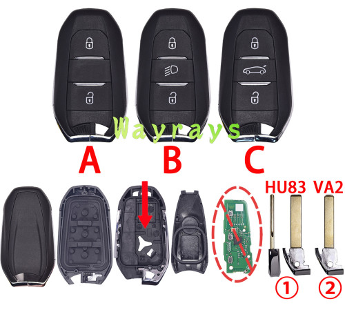 [Use for narrow PCB] For Citroen Peugeot key shell without logo