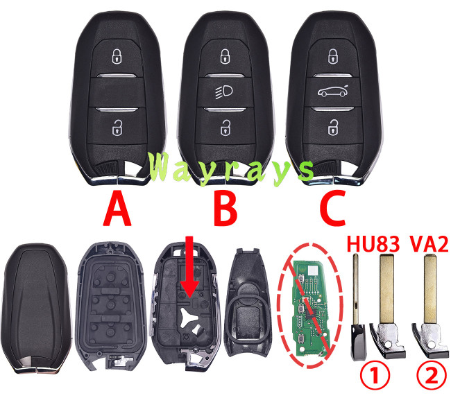 [Use for narrow PCB] For Citroen Peugeot key shell without logo