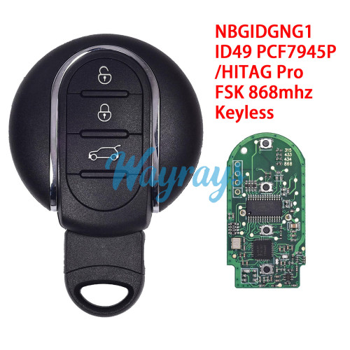 For BMW MINI NBGIDGNG1 ID49 chip PCF7945P/HITAG Pro with FSK 868mhz keyless 3 button remote key
