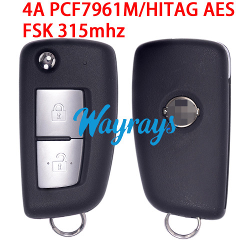 Original for Nissan 4A PCF7961M/HITAG AES chip with FSK 315mhz 2 button remote key