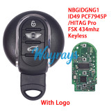 For BMW MINI NBGIDGNG1 ID49 chip PCF7945P/HITAG Pro with FSK 434mhz keyless 3 button remote key