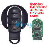 For BMW MINI NBGIDGNG1 ID49 chip PCF7945P/HITAG Pro with FSK 315mhz keyless 3+1 button remote key