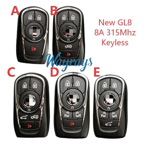 Original for Buick new GL8 8A chip with 434mhz keyless remote key, aftermarket shell