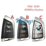 Original for BMW FEM ID49 chip with 434mhz keyless 3/3+1 button remote key