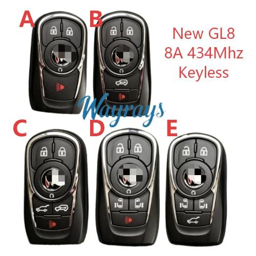 Original for Buick new GL8 8A chip with 315mhz keyless remote key,aftermarket shell