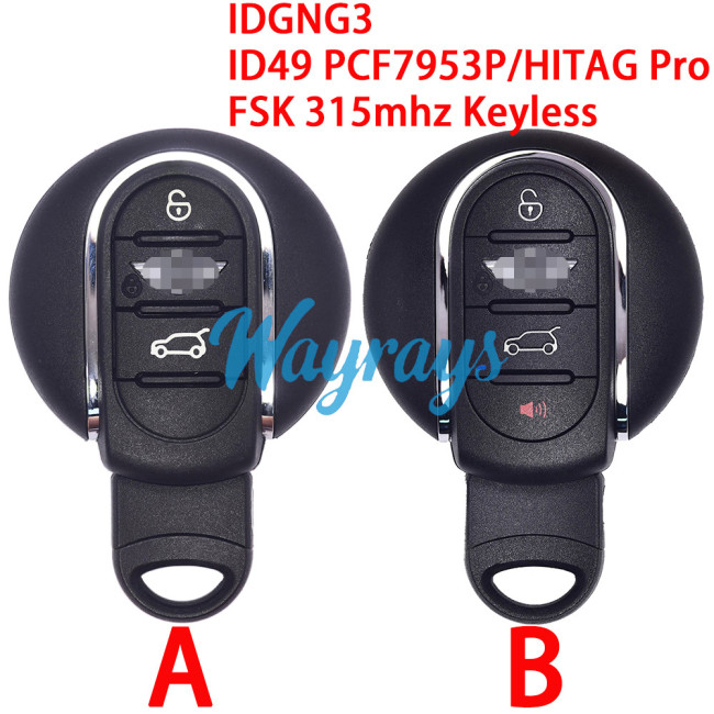 Original for BMW IDGNG3 ID49 chip PCF7953P/HITAG Pro with FSK 315mhz keyless 3/3+1 button remote key