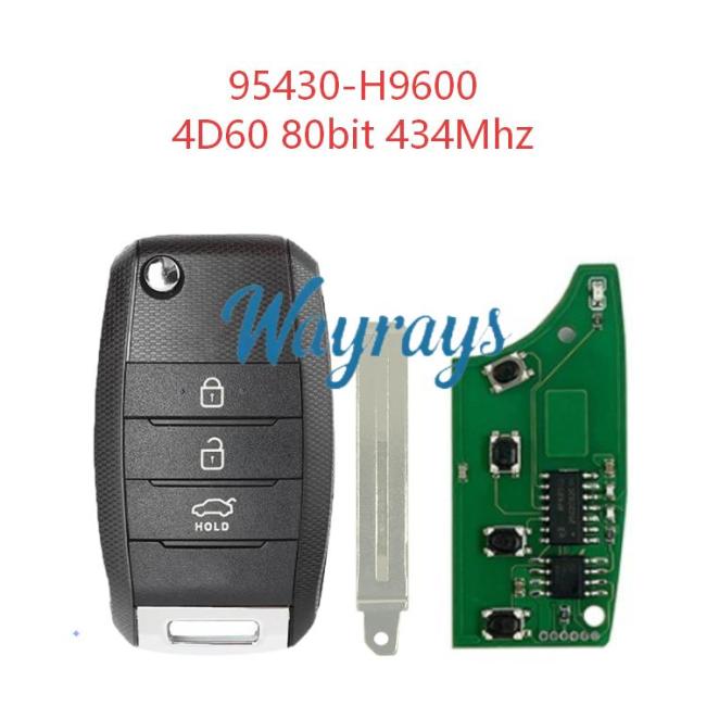 For Kia Rio 95430-H9600 4D60 chip 80Bit with 434mhz 3 button remote key