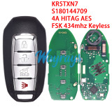 For Infiniti QX60 KR5TXN7 S180144709 4A chip HITAG AES with FSK 434mhz keyless  3+1 button remote keyFor Infiniti QX60 KR5TXN7 S180144709 4A chip HITAG AES with FSK 434mhz keyless  3+1 button remote key