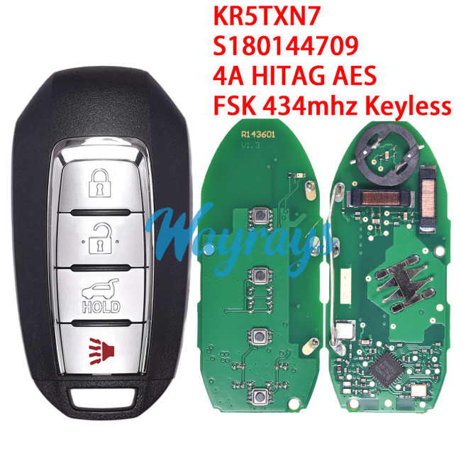 For Infiniti QX60 KR5TXN7 S180144709 4A chip HITAG AES with FSK 434mhz keyless 3+1 button remote keyFor Infiniti QX60 KR5TXN7 S180144709 4A chip HITAG AES with FSK 434mhz keyless 3+1 button remote key