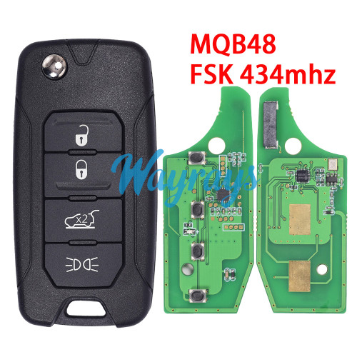 For Chrysler/Jeep Compass, Cherokee, Renegade 2ADFTFI5AM433TX MQB48 chip with FSK 434mhz  4 button remote key