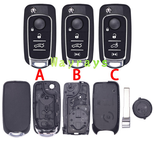 For Fiat 500X key shell with SIP22 blade with round logo place