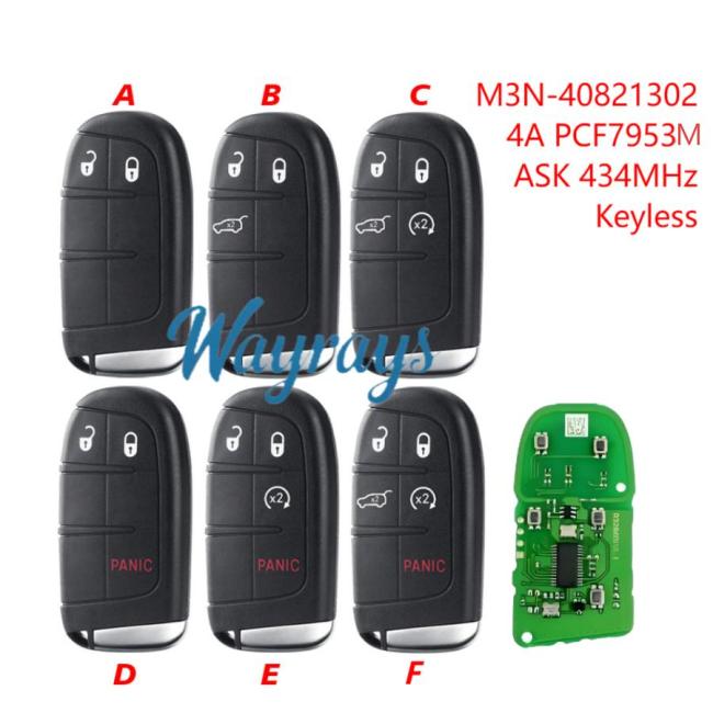 For Chrysler/Jeep Compass M3N-40821302 4A chip PCF7953M with ASK 434mhz keyless remote