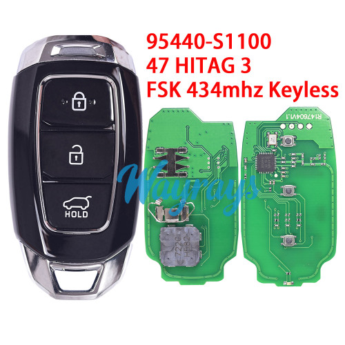 For Hyundai 2018 Santa Fe 95440-S1100 47 HITAG 3 chip  with FSK 434mhz keyless 3 button SUV remote key