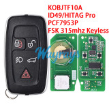 For Landrover KOBJTF10A ID49/HITAG Pro chip PCF7953P with FSK 315mhz keyless 4+1 button remote key