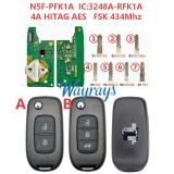 Renault Logan Duster Sandero Oroch N5F-44PFK1A IC:3248A-RFK1A  4A chip HITAG AES  FSK 434mhz
