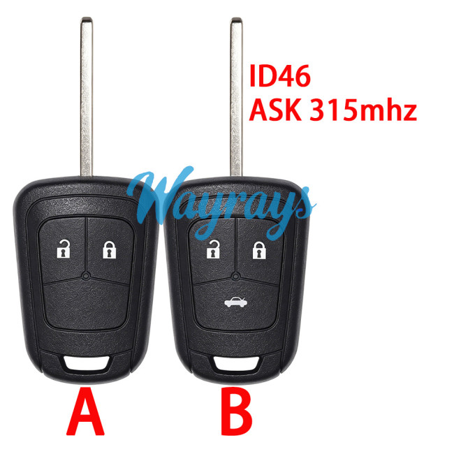 For Opel ID46 chip with 315mhz 2/3 button remote key