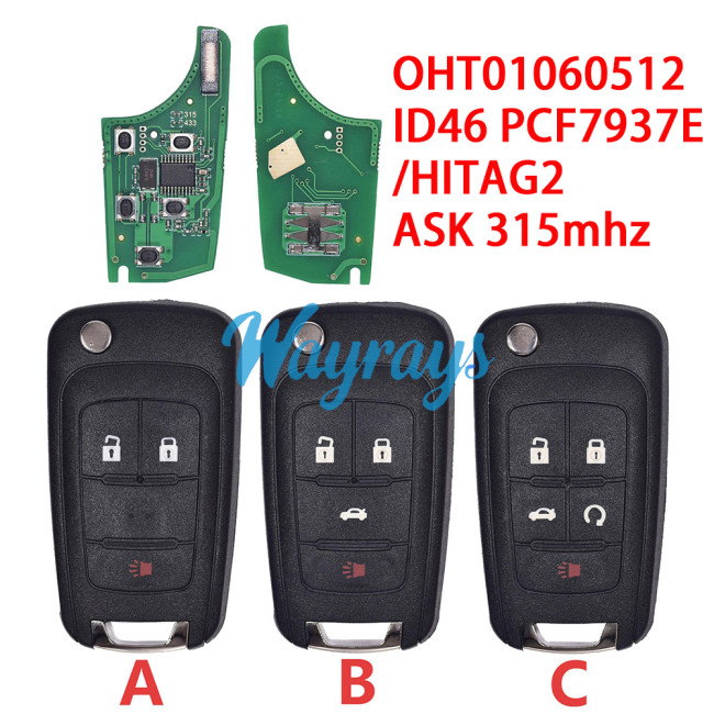 For Buick OHT01060512 ID46 chip PCF7937E/HITAG2 with ASK 315mhz remote key