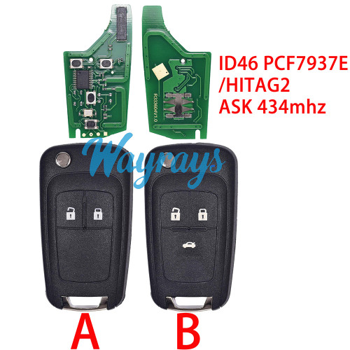For Buick ID46 chip PCF7937E/HITAG2 with ASK 434mhz 2/3 button remote key