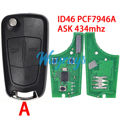 For Opel Vectra C ID46 chip PCF7946A with ASK 434mhz 2/3 button remote key