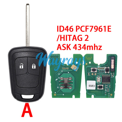 For Opel ID46 chip PCF7961E/HITAG 2 with ASK 434mhz 2/3 button remote key