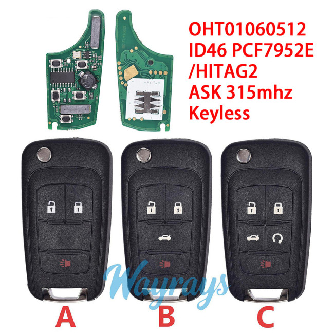 For Opel OHT01060512 ID46 chip PCF7952E/HITAG2 with ASK 315mhz keyless remote key