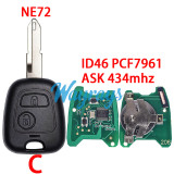 For Citroen/Peugeot ID46 chip PCF7961 with ASK 434mhz 2 button remote key