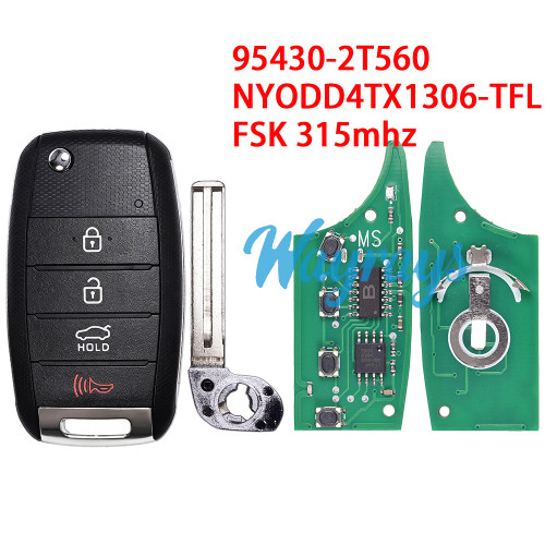 For Kia Optima 95430-2T560 NYODD4TX1306-TFL FSK 315mhz 3+1 button remote key
