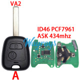 For Citroen/Peugeot ID46 chip PCF7961 with ASK 434mhz 2 button remote key