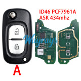 For Benz ID46 chip PCF7961A with ASK 434mhz 2/3 button modified remote key
