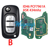 For Benz ID46 chip PCF7961A with ASK 434mhz 2/3 button modified remote key