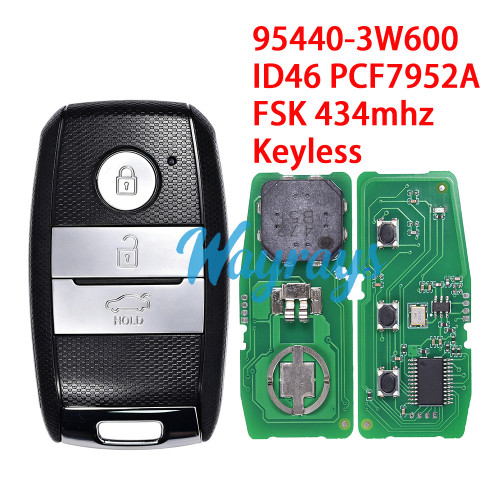 For Kia 95440-3W600 ID46 chip PCF7952A with FSK 434mhz keyless 3 button remote key