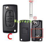 [with battery clamp]  For Citroen Peugeot key shell with square logo place