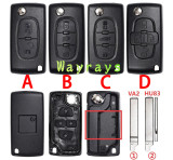 For  Citroen/Peugeot CE0523 ID46 chip PCF7941A with ASK 434mhz 2/3/4 button remote key，battery on the PCB,VA2/HU83 blade