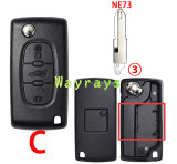 [No battery clamp]  For Citroen Peugeot key shell with square logo place