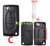 [No battery clamp]  For Citroen Peugeot key shell with square logo place