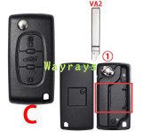 [No battery clamp]  For Citroen Peugeot key shell with square logo place