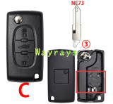 [with battery clamp]  For Citroen Peugeot key shell with square logo place