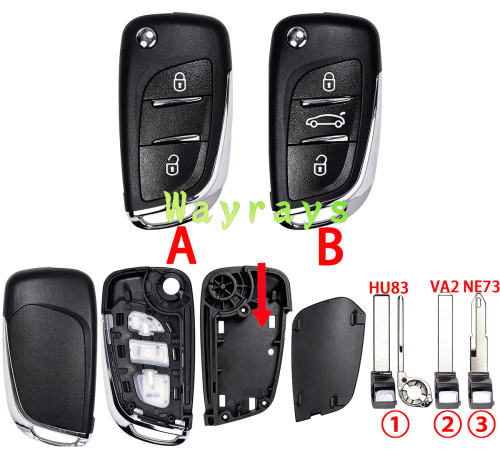 For Citroen Peugeot modified key shell without logo