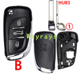 [With battery clamp] For Peugeot modified key shell OEM logo place