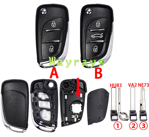 For Citroen key shell with OEM logo place